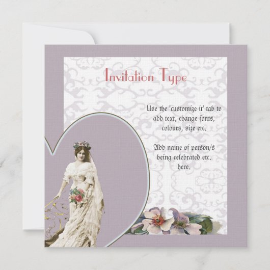 Anpassbare Vintage Braut Hochzeit Set - Vorlagen (Vorderseite)