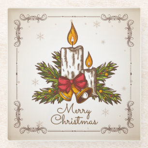 Anpassbare Vintage-Familien-Weihnachtskerze Glasuntersetzer