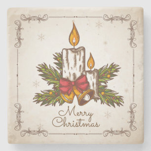 Anpassbare Vintage-Familien-Weihnachtskerze Steinuntersetzer