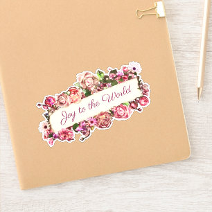 Anpassbare Vintage Girly Floral Joy to the World Aufkleber