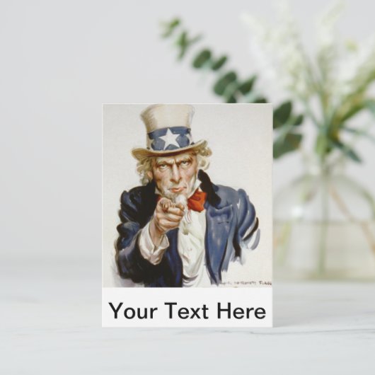 Anpassbare Vintage Onkel Sam Postkarte (Stehend Vorderseite)