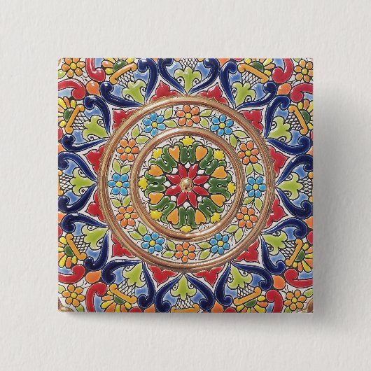 Anpassbare vintage spanische Fliese Button (Vorderseite)