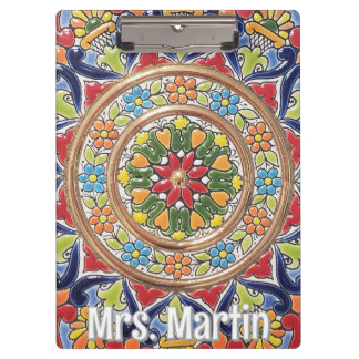 Anpassbare Vintage-Spanische Fliese Klemmbrett