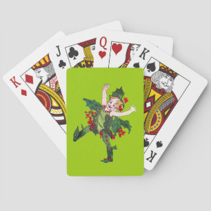 Anpassbare Vintage-Weihnachts-Pixie Spielkarten