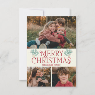Anpassbare Vintage-Weihnachtsfotokarte Ankündigung