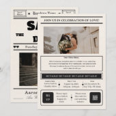 Anpassbare Vintage-Zeitung Save the Date Einladung (Vorne/Hinten)