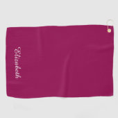 Anpassbare Viva Magenta Template Name Monogram Golfhandtuch (Horizontal)