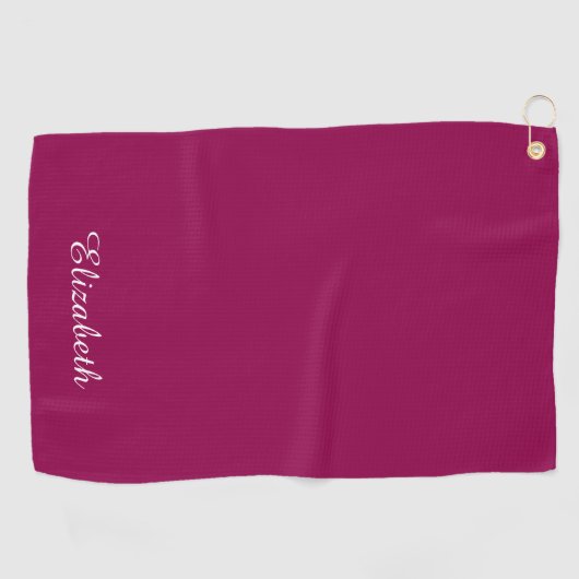Anpassbare Viva Magenta Template Name Monogram Golfhandtuch (Horizontal)
