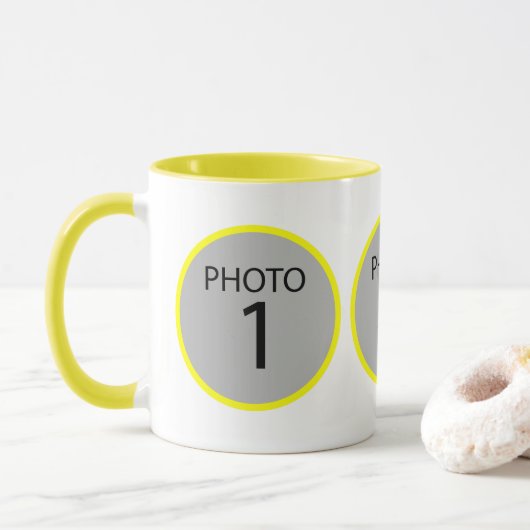 Anpassbare Vorlage 3 FOTO Kaffeemaschine Tasse (Mit Donut)