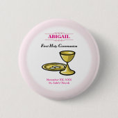 Anpassbare, weibliche Kommunion Körper und Blut Button (Vorderseite)