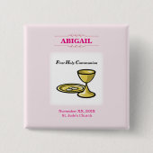 Anpassbare, weibliche Kommunion Körper und Blut Button (Vorderseite)