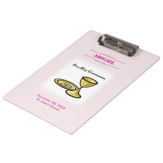 Anpassbare, weibliche Kommunion Körper und Blut Klemmbrett (Schrägansicht)