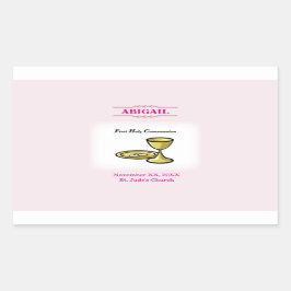 Anpassbare, weibliche Kommunion Körper und Blut Rechteckiger Aufkleber