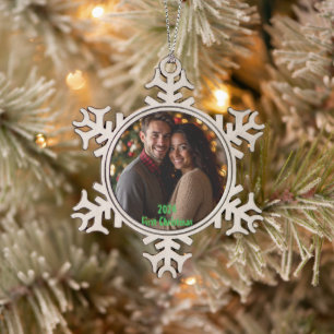 Anpassbare Weihnachten 2024 Schneeflocken Zinn-Ornament