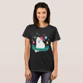 Anpassbare Weihnachten des japanischen Spitz-Hunde T-Shirt (Vorne ganz)