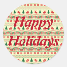 Anpassbare Weihnachtsaufkleber für den Strick Runder Aufkleber