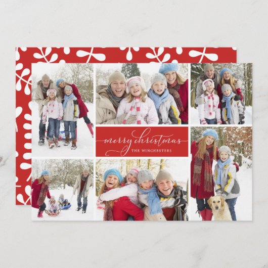 Anpassbare Weihnachtscollage Feiertagskarte (Vorne/Hinten)