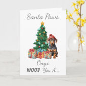 Anpassbare Weihnachtsfrau Mini Pinscher Karte (Gelbe Blume)