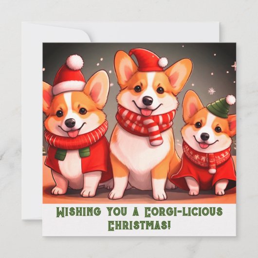 Anpassbare Weihnachtskarte für Corgi (Vorderseite)