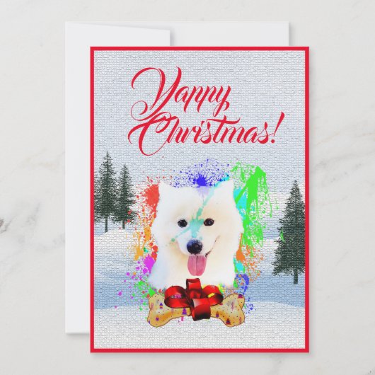 Anpassbare Weihnachtskarte für den lustigen Samoye Ankündigung (Vorderseite)
