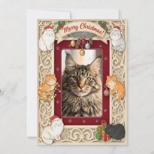 Anpassbare Weihnachtskarte für Katzenliebhaber Feiertagskarte