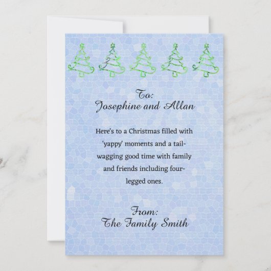 Anpassbare Weihnachtskarte für Mops Hund Yappy Wei Ankündigung (Rückseite)