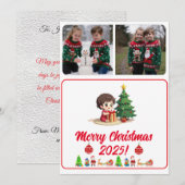 Anpassbare Weihnachtskarte mit 2 Fotos im traditio (Vorne/Hinten)