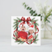 Anpassbare Weihnachtskarte mit Kiefernrahmen (Stehend Vorderseite)
