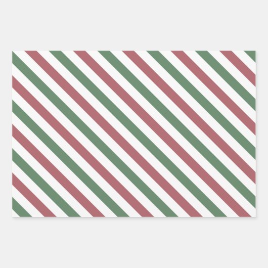 Anpassbare Weihnachtsstreifen aus Pastell Geschenkpapier Set (Vorderseite 3)