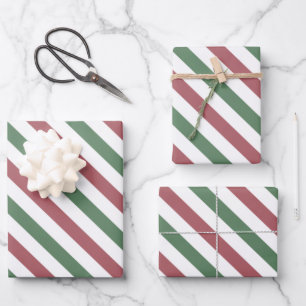 Anpassbare Weihnachtsstreifen aus Pastell Geschenkpapier Set