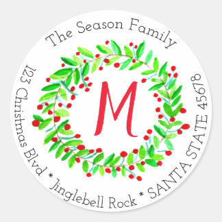 Anpassbare Weihnachtszeit für Monogramm Runder Aufkleber