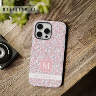 Anpassbare weiße florale rosa Blumen iPhone 15 Pro Max Hülle
