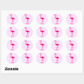 Anpassbare weiße Polka Dot Hot Pink Flamingo Runder Aufkleber (Blatt)