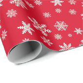 Anpassbare weiße Schneeflocken Weihnachts-Rotes Ge Geschenkpapier (Rolleneckpunkt)