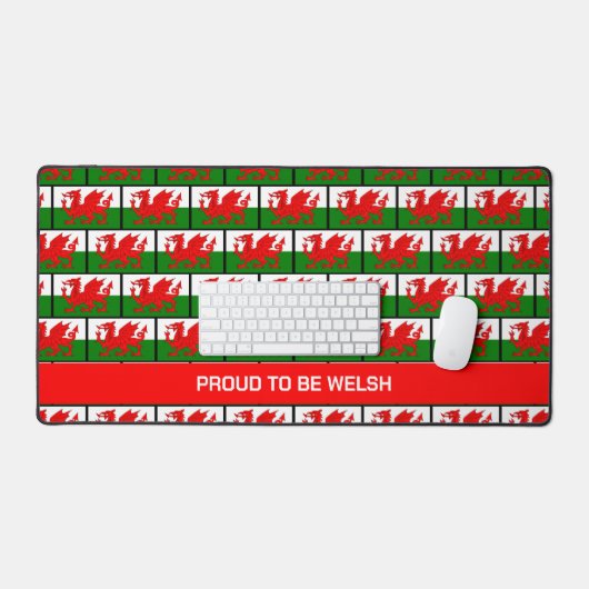 Anpassbare WELSH-Flag Schreibtischunterlage (Tastatur & Maus)