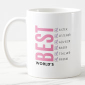 Anpassbare Welt beste Schwester Checkliste Kaffeetasse