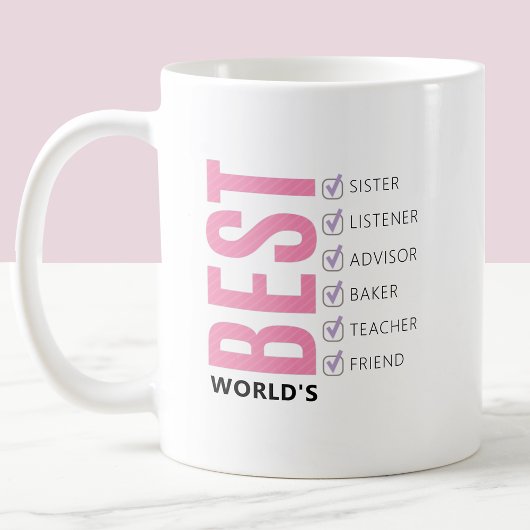Anpassbare Welt beste Schwester Checkliste Kaffeetasse