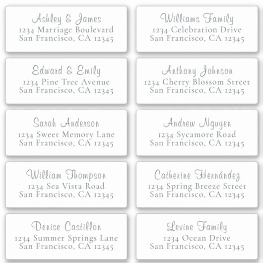 Anpassbare White Wedding Guest Address Labels (Vorderseite)