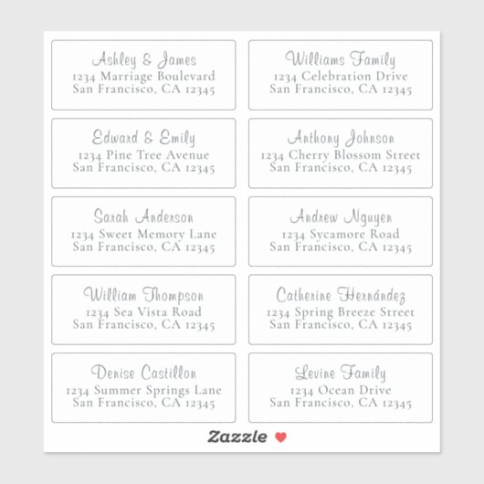 Anpassbare White Wedding Guest Address Labels (Blatt)