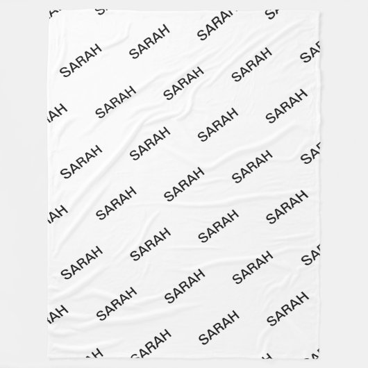 Anpassbare Wiederholungstexte modern weiß und schw Fleecedecke (Vorderseite)