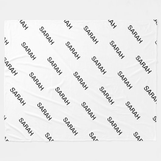 Anpassbare Wiederholungstexte modern weiß und schw Fleecedecke (Vorderseite (Horizontal))