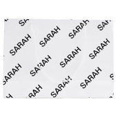 Anpassbare Wiederholungstexte modern weiß und schw Große Geschenktüte (Rückseite)