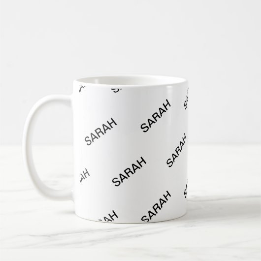 Anpassbare Wiederholungstexte modern weiß und schw Kaffeetasse (Links)
