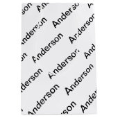 Anpassbare Wiederholungstexte modern weiß und schw Mittlere Geschenktüte (Vorderseite)