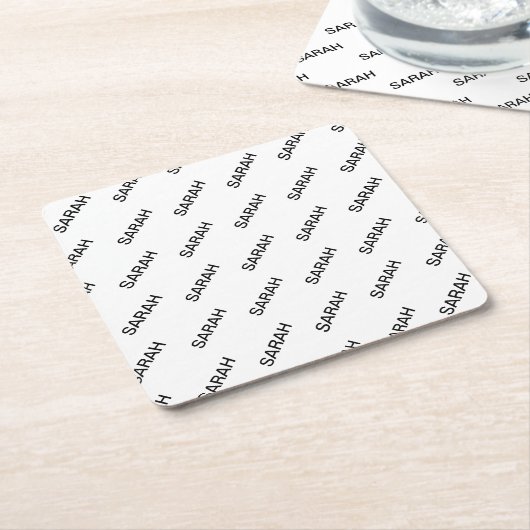 Anpassbare Wiederholungstexte modern weiß und schw Rechteckiger Pappuntersetzer (angewinkelt)