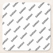 Anpassbare Wiederholungstexte modern weiß und schw Rechteckiger Pappuntersetzer (Vorderseite)