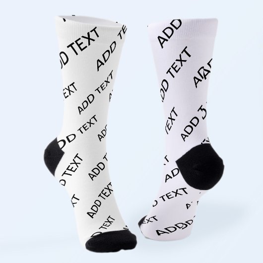 Anpassbare Wiederholungstexte modern weiß und schw Socken