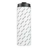 Anpassbare Wiederholungstexte modern weiß und schw Thermosbecher (Vorderseite)