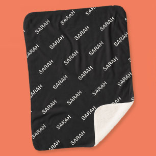 Anpassbare Wiederholungstexte Moderner Schwarz/Wei Sherpadecke