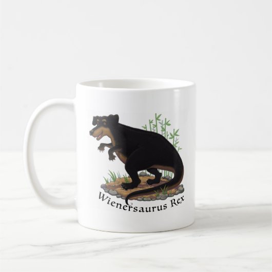 Anpassbare Wienersaurus Rex Kaffeetasse (Links)